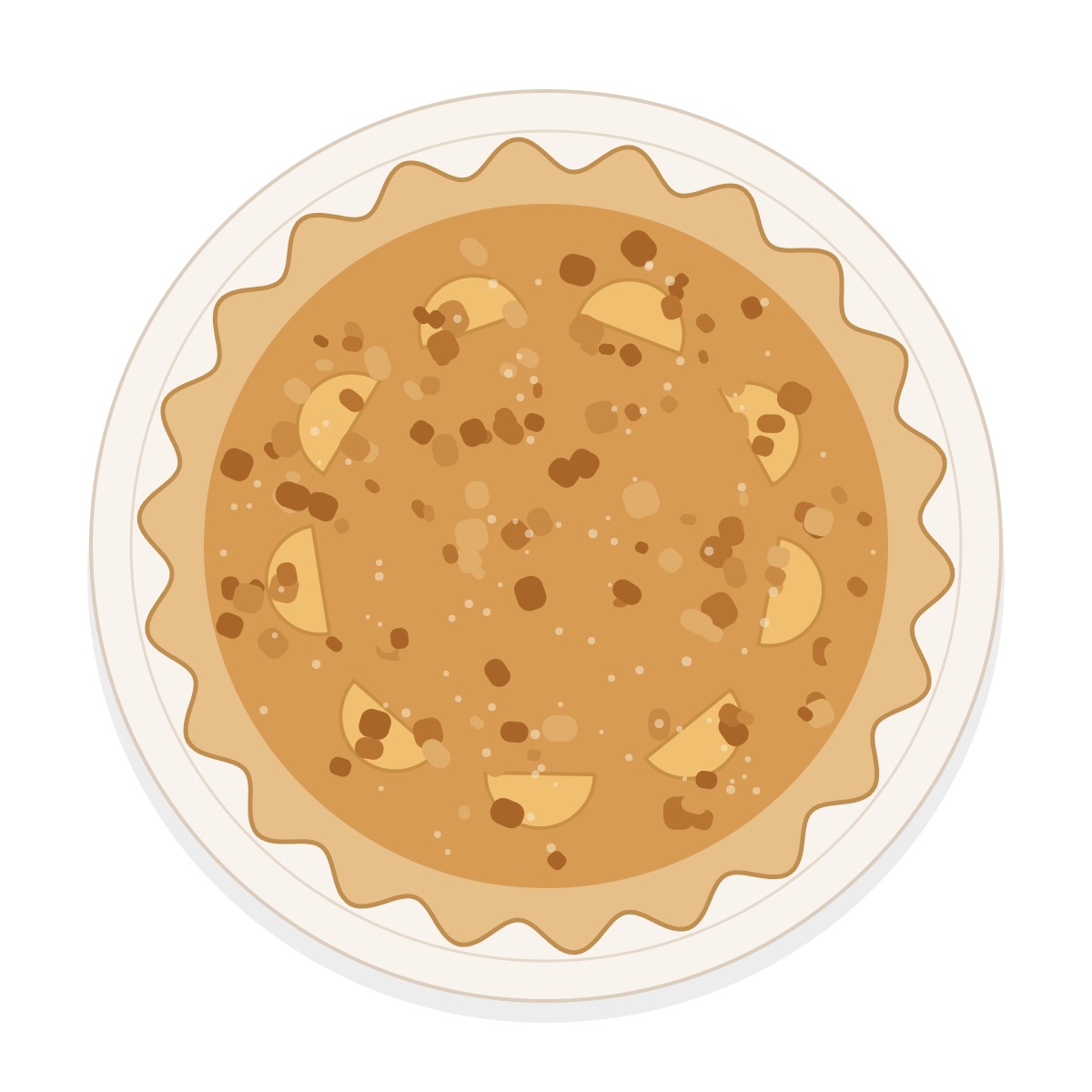 Crumble apple pie, seen from above, with a brown-sugar crumble top